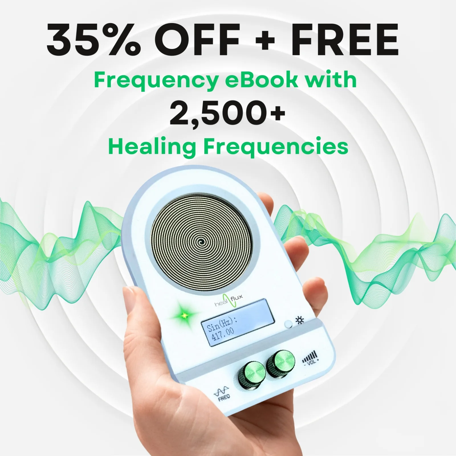35% off + free frequency eBook with 2500+ healing frequencies